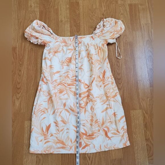 Abercrombie & Fitch Off Shoulder Tropical Linen Blend Dress sz Sm - Picture 7 of 11